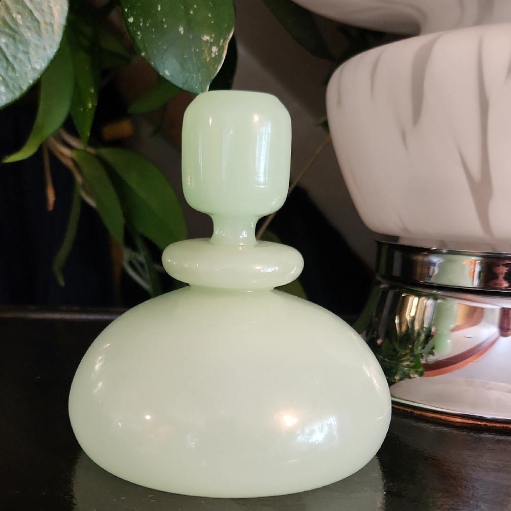 Murano Pale Jade Green Glass  Bottle  with Stopper Vintage